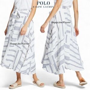 Polo by Ralph Lauren linen patchwork belted a-line midi skirt *shop@iamwarrior